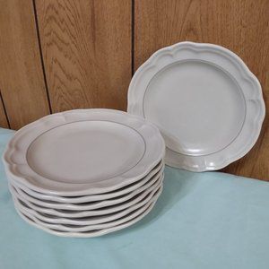 8 pcs 7 1/4" Snack Plates Pfaltzgraff * Heirloom Pattern Gray